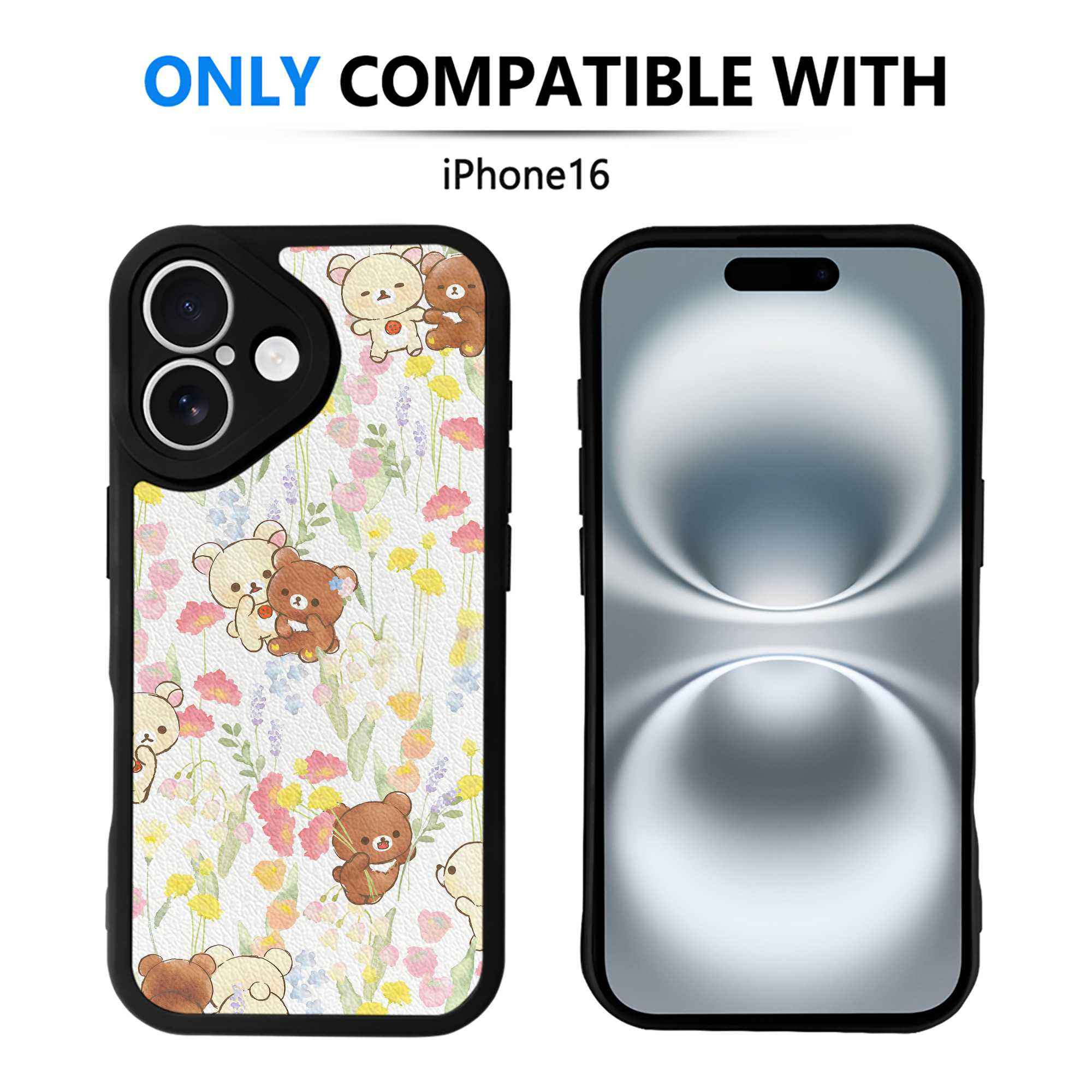 （画像用） リラックマ リラックマ キイロイトリ Rilakkuma Korilakkuma Kiiroitori 【iPhone 16シリーズ対応】シリコンスマホケース（レザー調） 材質：シリコン